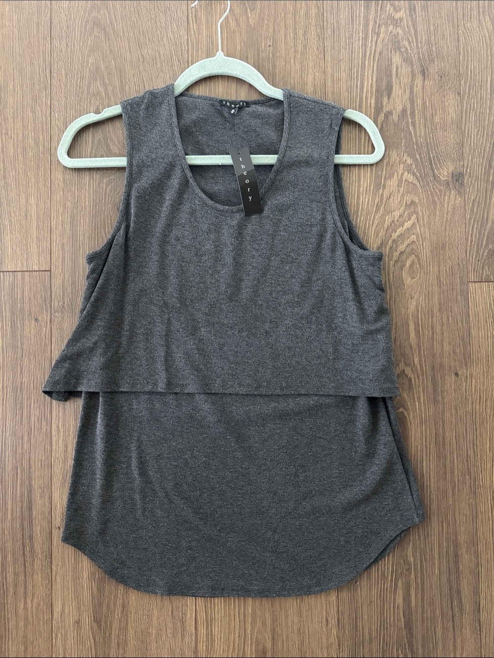 Theory Charcoal Grey Lumpkin Layered Tank NWT Sz Medium